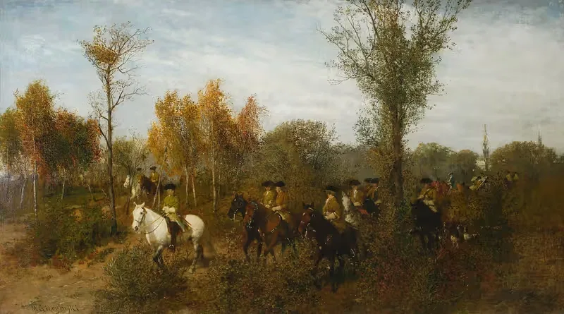 Кавалькада в березовой роще by Максимилиан Гиеримский, 1870 - 1871 — digital art print download