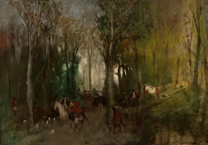 Departure for the Hunt, sketch — Maksymilian Gierymski