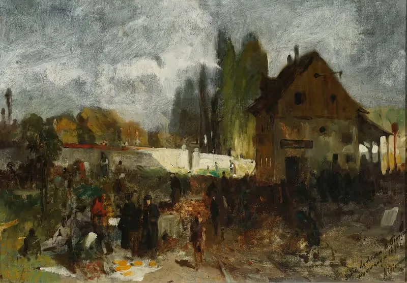 In front of a Cemetery, sketch — Maksymilian Gierymski