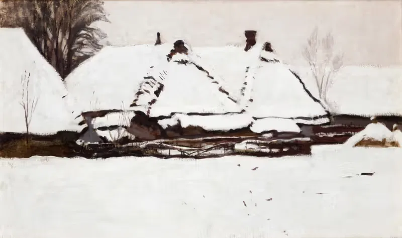 Зимний сельский пейзаж by Станислав Чайковский, 1908 — digital art print download