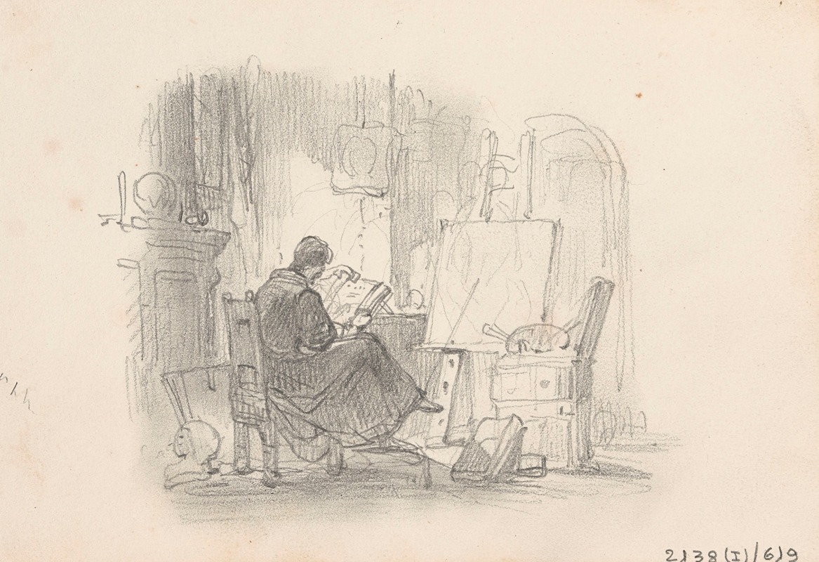 Reading Man in Painter's Studio by Никаз Де Кейзер — digital art print download