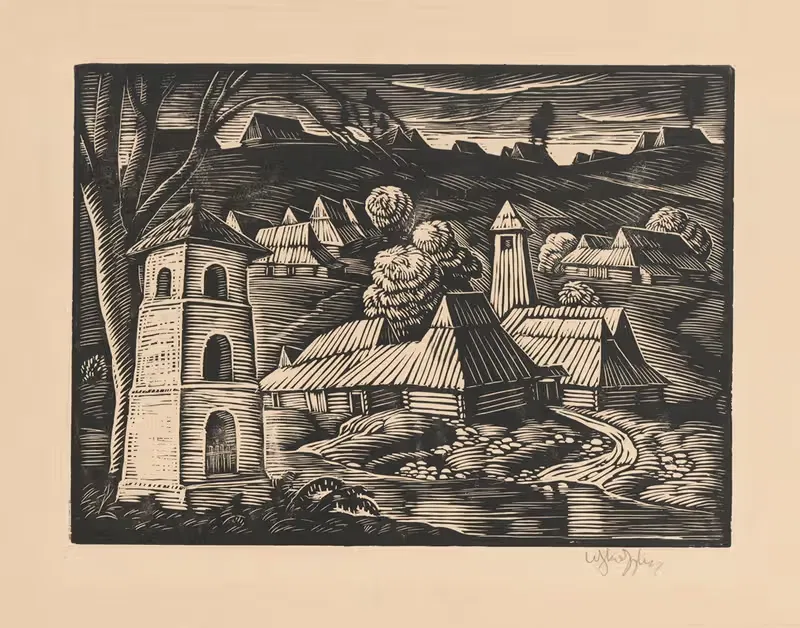 Пейзаж с часовней by Владислав Скоциляс, 1930 — digital art print download