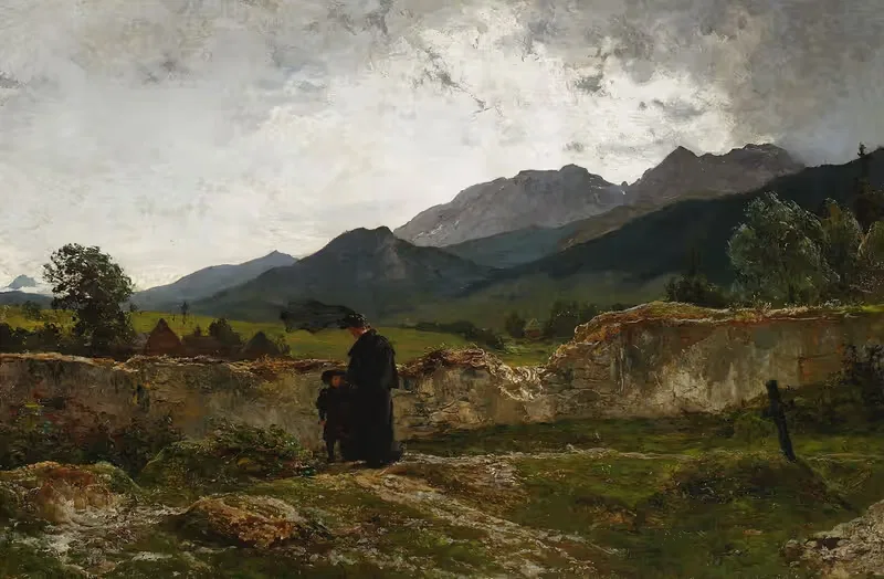Graveyard in the mountains by Wojciech Gerson, 1894 — digital art print download