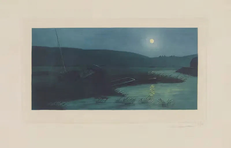 Clair de lune sur la Bresle by Charles-Louis Houdard, 1898 — digital art print download