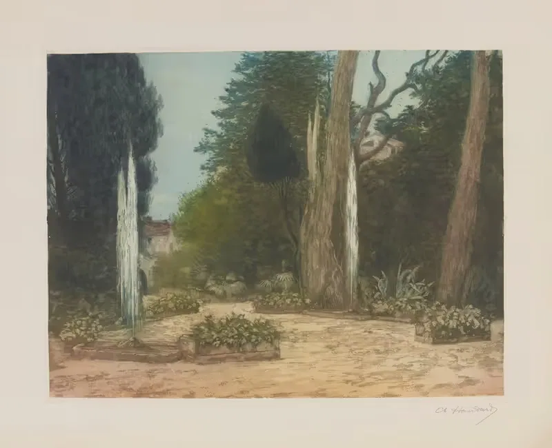 Villa d'Este, Tivoli, le rond-point — Charles-Louis Houdard