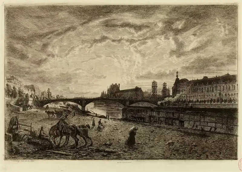 Pont du Carrousel by Alfred Alexandre Delauney, 1866 — digital art print download
