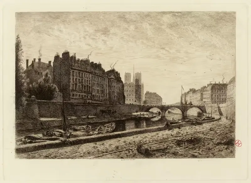 Pont St-Michel by Alfred Alexandre Delauney, 1866 — digital art print download