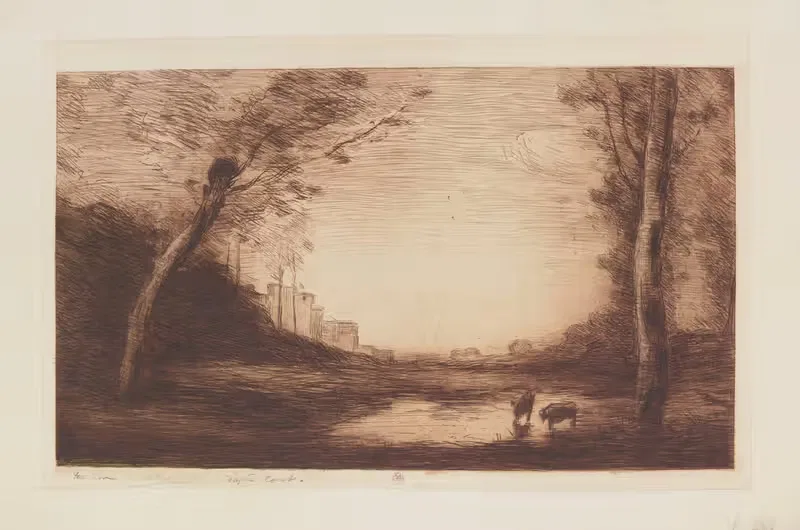 Пейзаж Тосканы, по Короту by Анри-Шарль Герар, 1888 — digital art print download