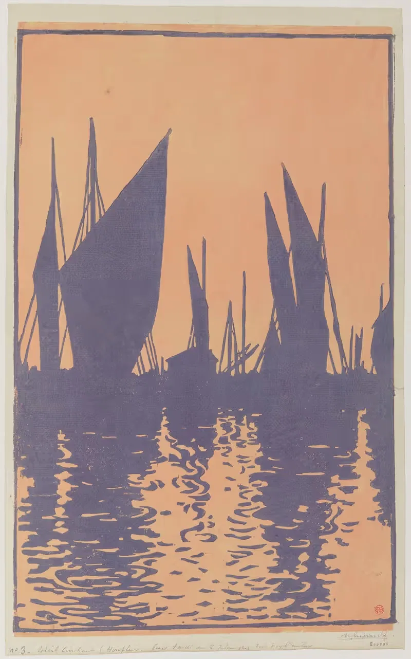 Soleil couchant, Honfleur by Henri-Charles Guérard, 1895 — digital art print download