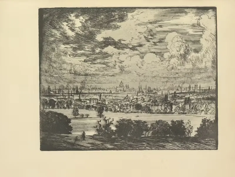 Лондон, над Хэмпстедом by Джозеф Пеннел, 1928 — digital art print download