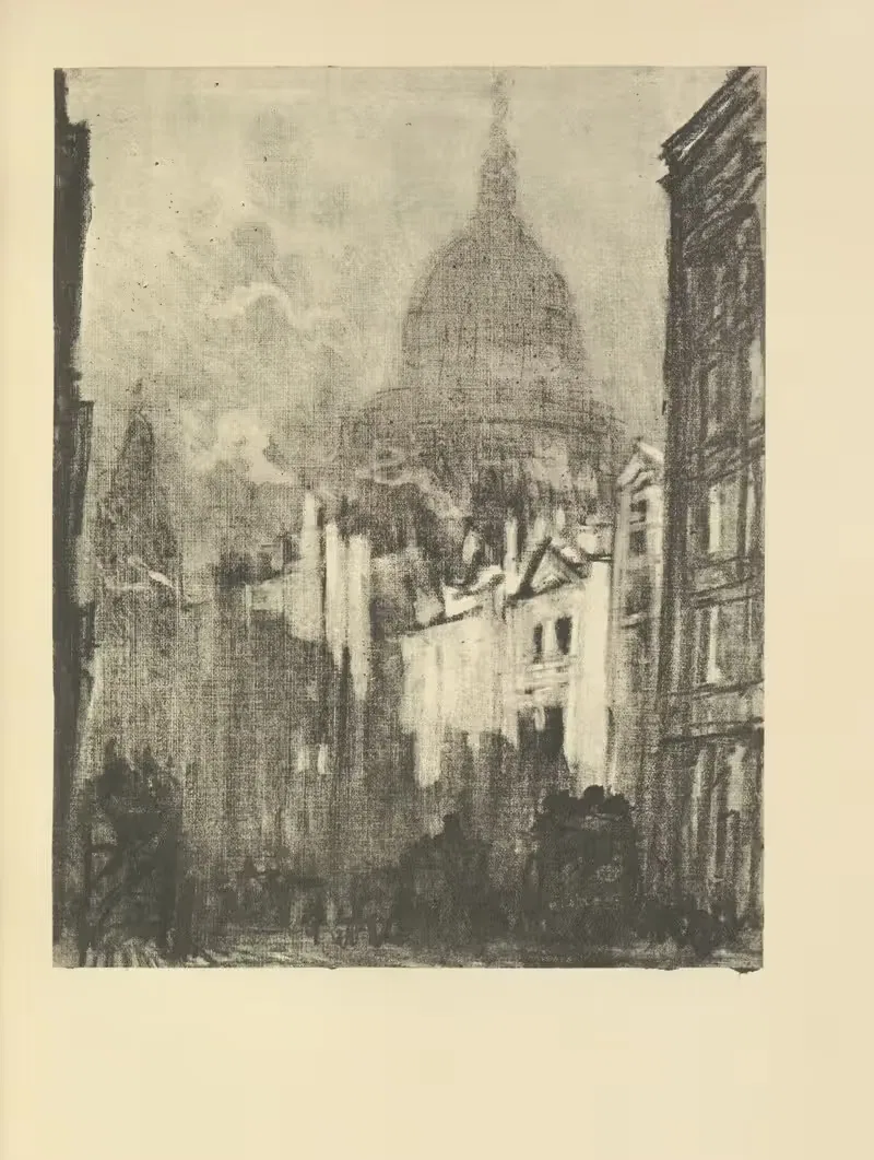 St. Paul's Dome, from Cannon Street — Joseph Pennell