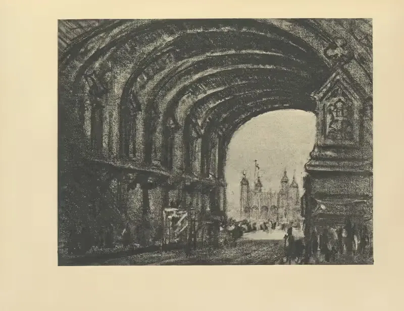 The Tower, from the Tower Bridge by Joseph Pennell, 1928 — digital art print download