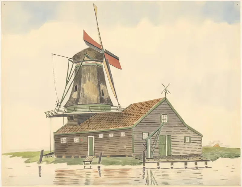 Oliemolen De Kat aan de Kalverringdijk — Johannes Nicolaas Eijman