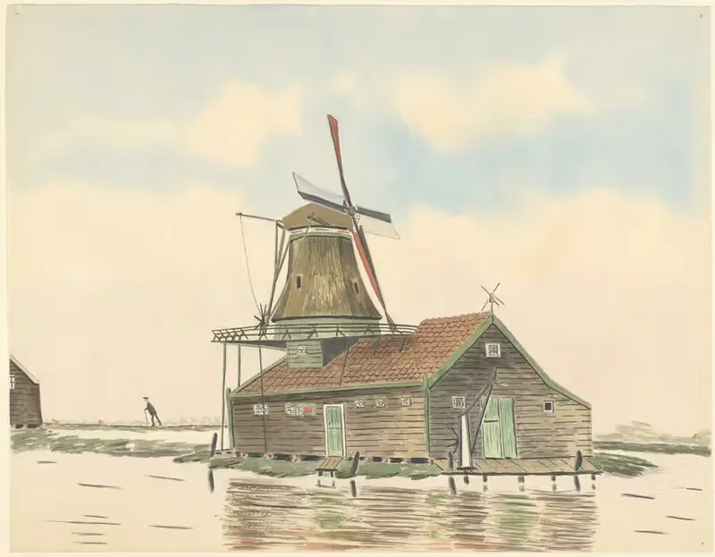 oliemolen De Kat aan de Kalverringdijk — Johannes Nicolaas Eijman