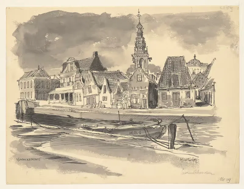 Набережная, весы и игровая башня by Маартен Оортвайн, 1950 — digital art print download