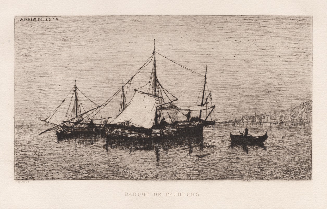 Лодка рыбаков by Адольф Аппиан, 1874 — digital art print download