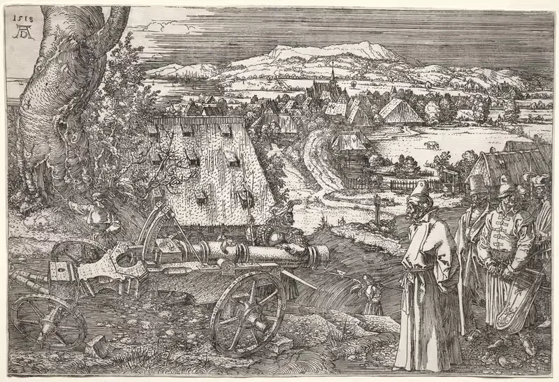 Пейзаж с пушкой by Альбрехт Дюрер, 1518 — digital art print download