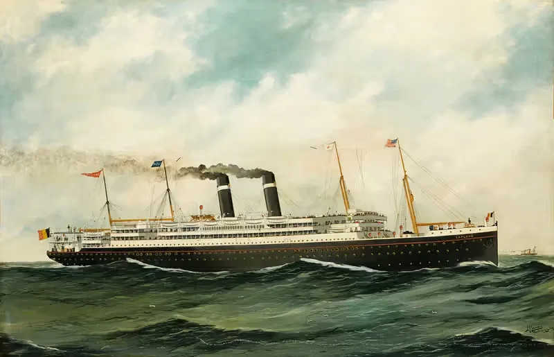 Het stoomschip (Lapland) by A. J. Jansen, 1909 — digital art print download