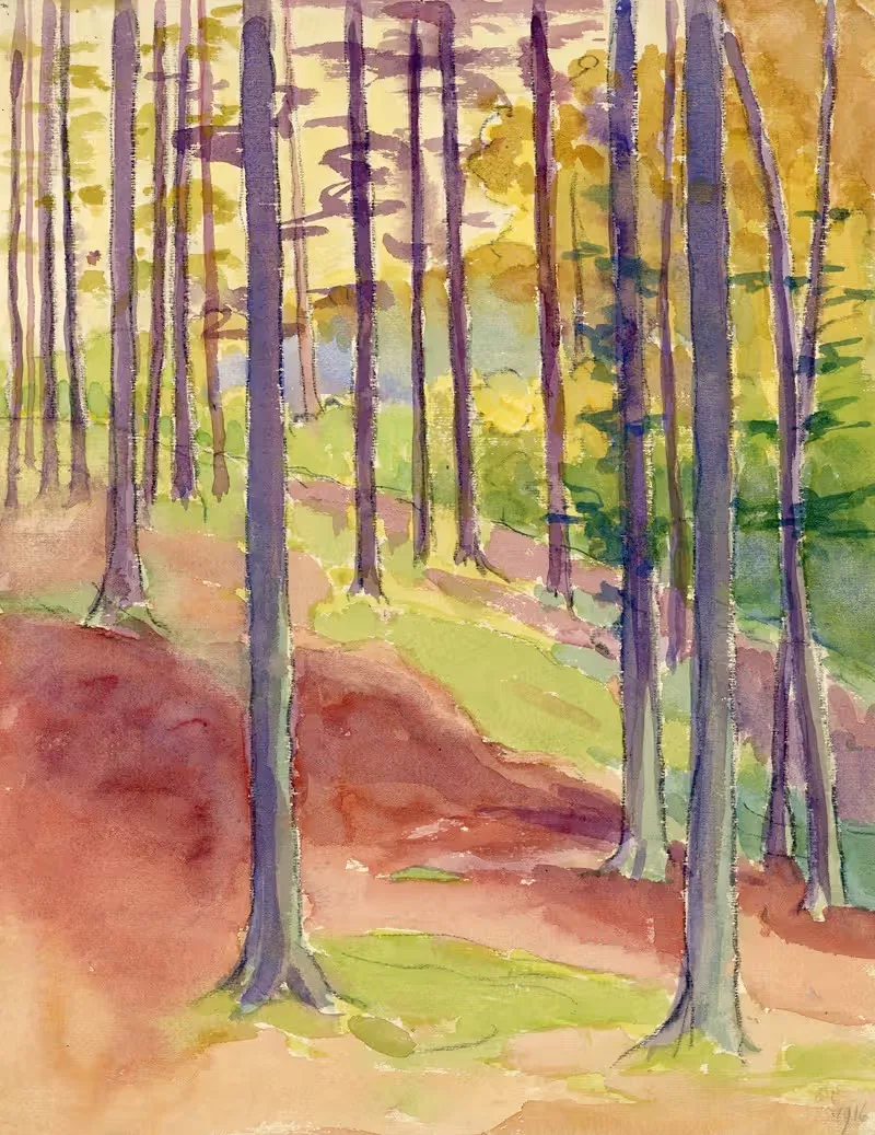 Пейзаж в акварели by Альберт Дэененс, 1916 — digital art print download