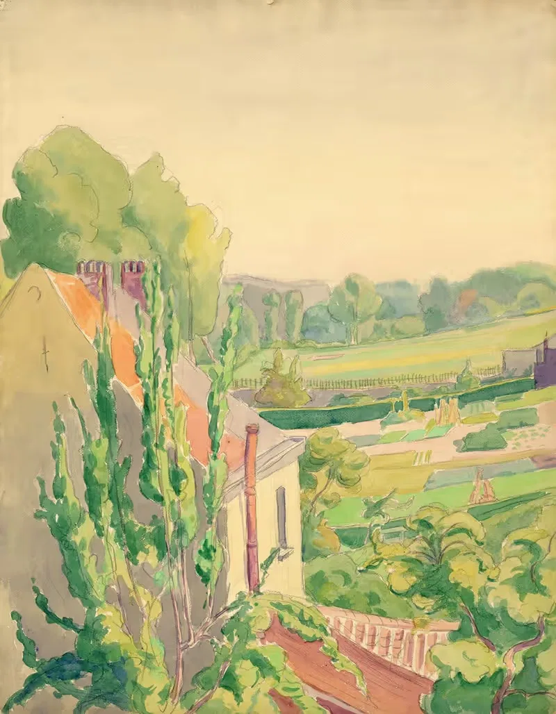 Пейзаж в акварели by Альберт Дэененс, 1917 — digital art print download