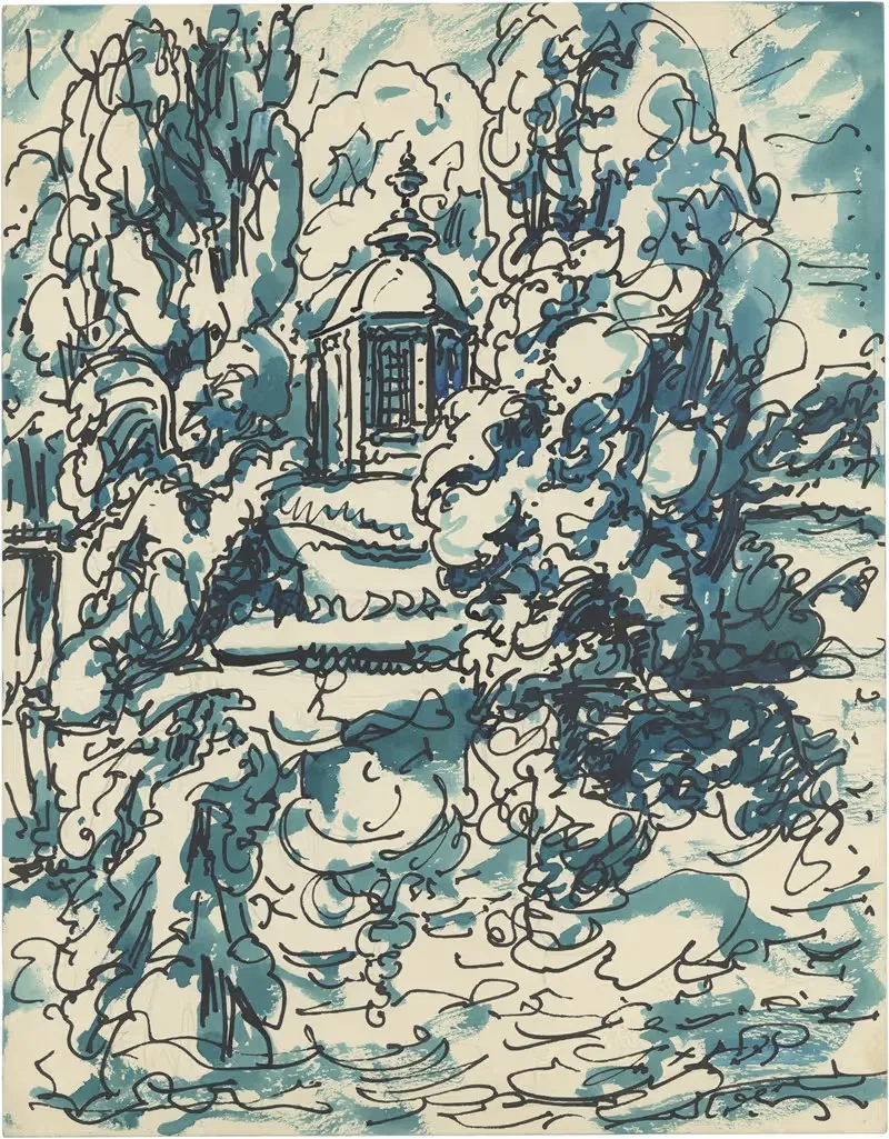 Итальянская церковь и деревья by Альфред Ост, 1935 — digital art print download