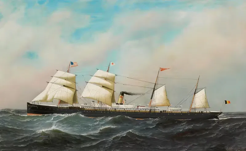 Het stoomschip met hulpzeilvermogen Belgenland — Antonio Jacobsen