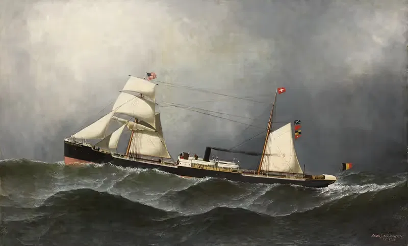 Het stoomschip met hulpzeilvermogen 'Daniel Steinmann' van de White Cross Line — Antonio Jacobsen