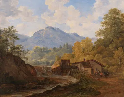 Верхнебаварская горная долина с мельницей by Кантиус Диллис, 1820 — digital art print download