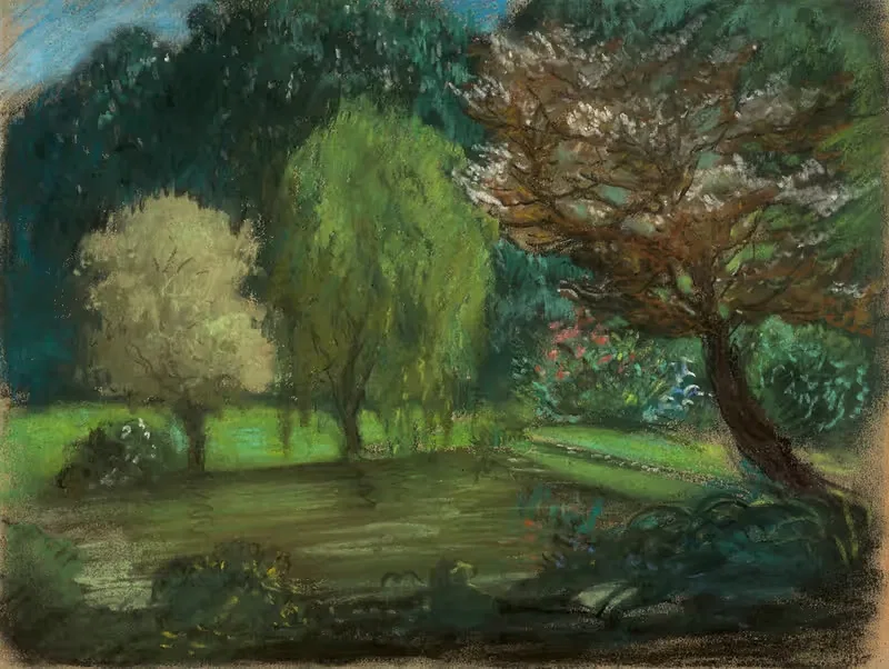 Trees near water in a park — Eugène Delacroix