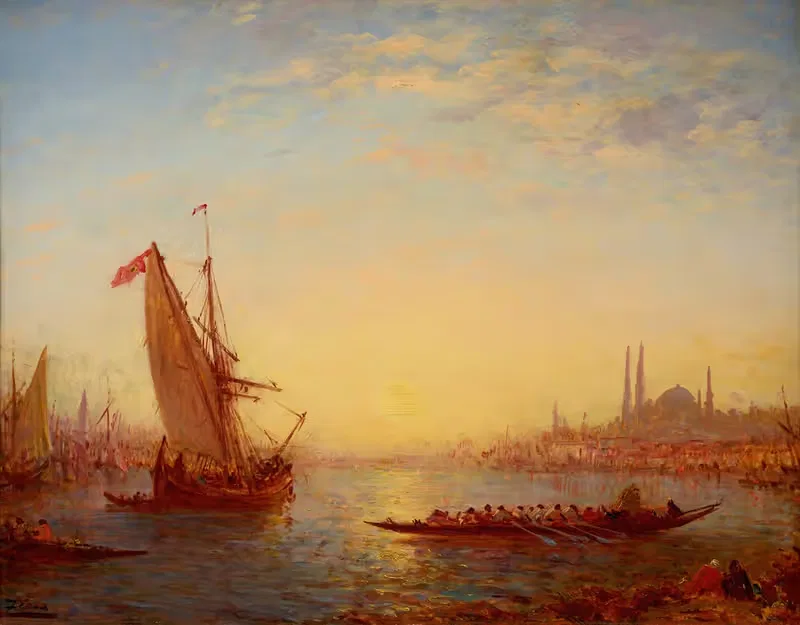 Sunset light effect on the Bosphorus, Constantinople by Félix Ziem — digital art print download