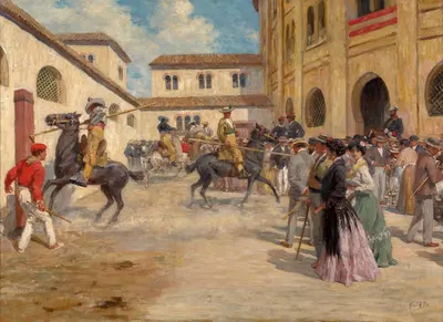 L'entraînement des picadors aux arènes by Henri-Achille Zo — digital art print download