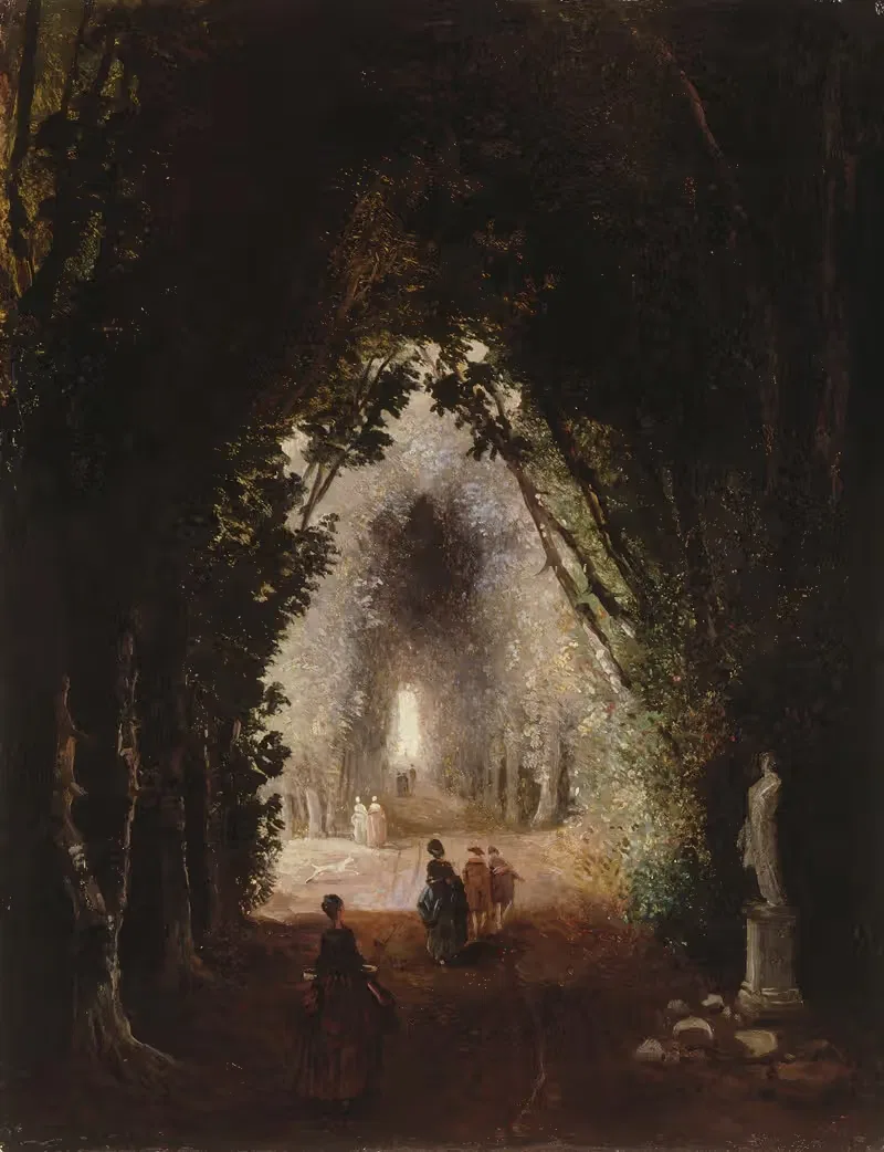 Wandelaars in een laan — Hubert Robert