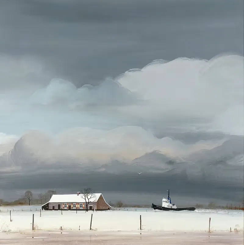 Пейзаж Шелдеполдера с фермой и буксиром by Иван Гуд — digital art print download