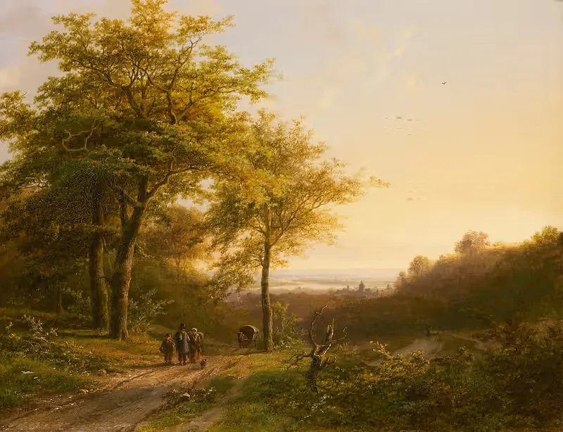 Boslandschap met wandelaars — Joannes Hermanus Barend Koekkoek