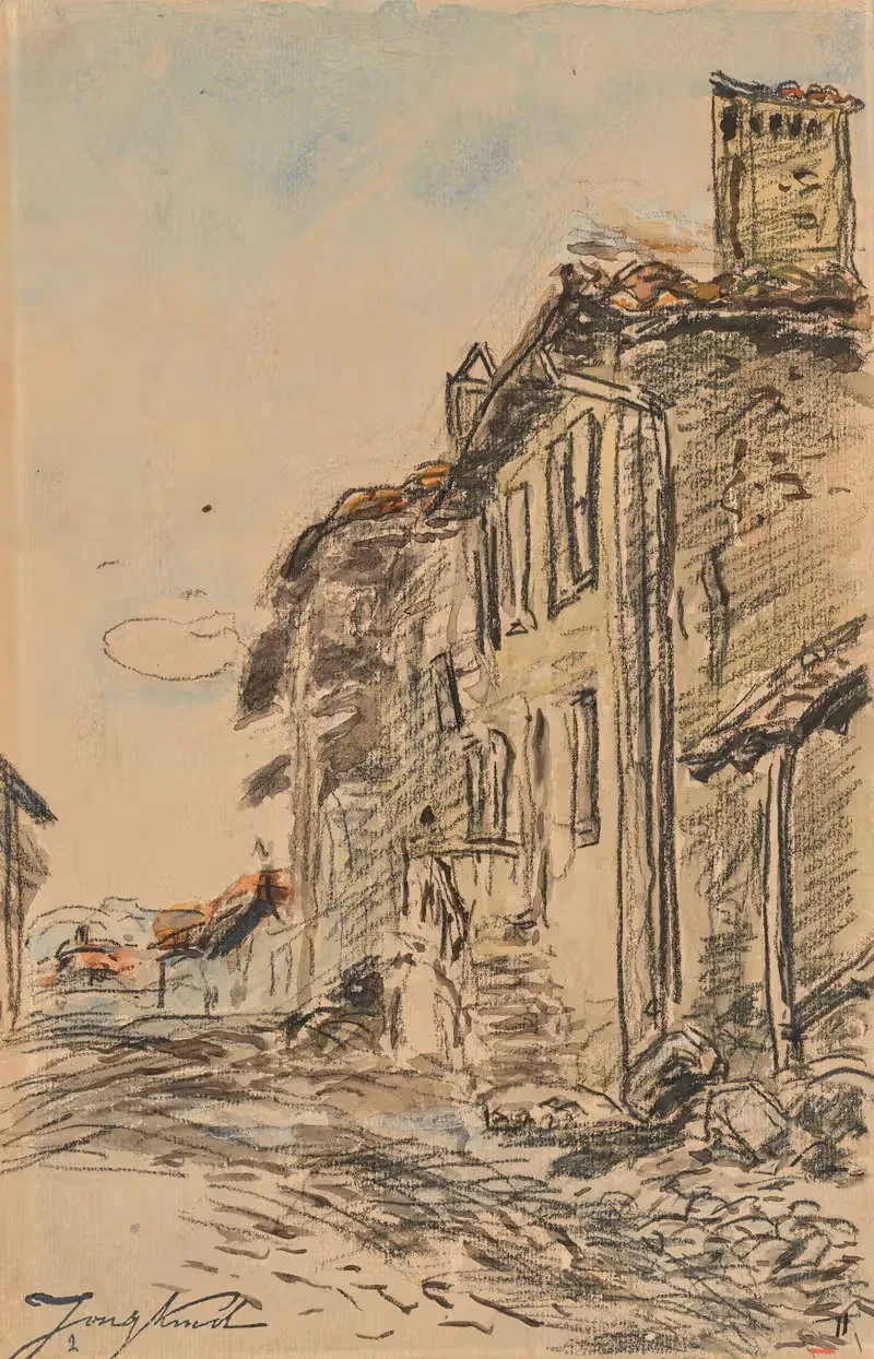 Улица в Ла-Кот-Сен-Андре, Дофине by Иоганн Бартольд Йонгкинд, 1882 — digital art print download