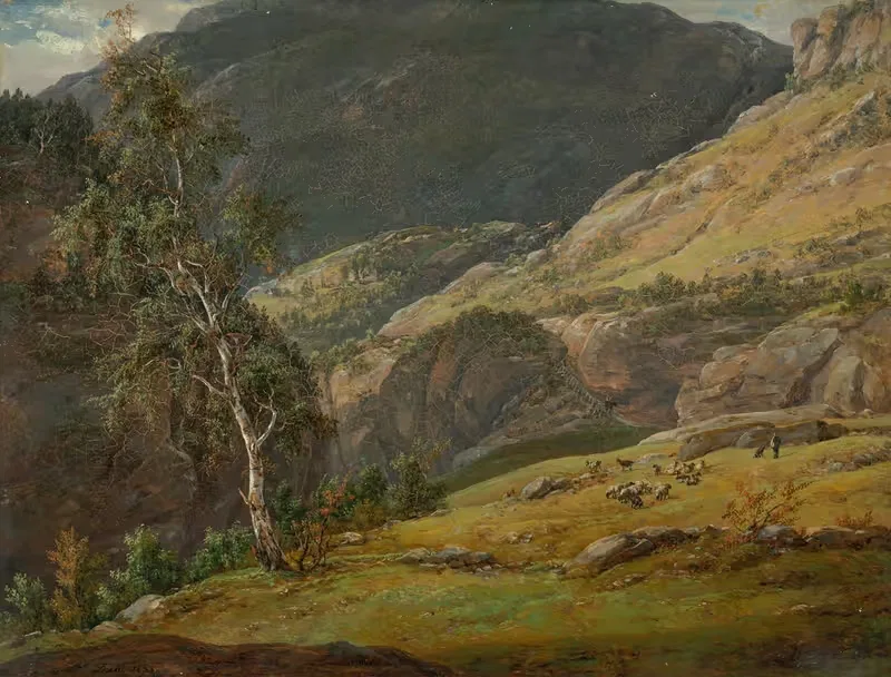 View of Gallerne in Lærdal — Johan Christian Dahl