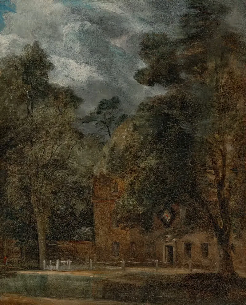West Lodge, East Bergholt, with a hatchment — John Constable