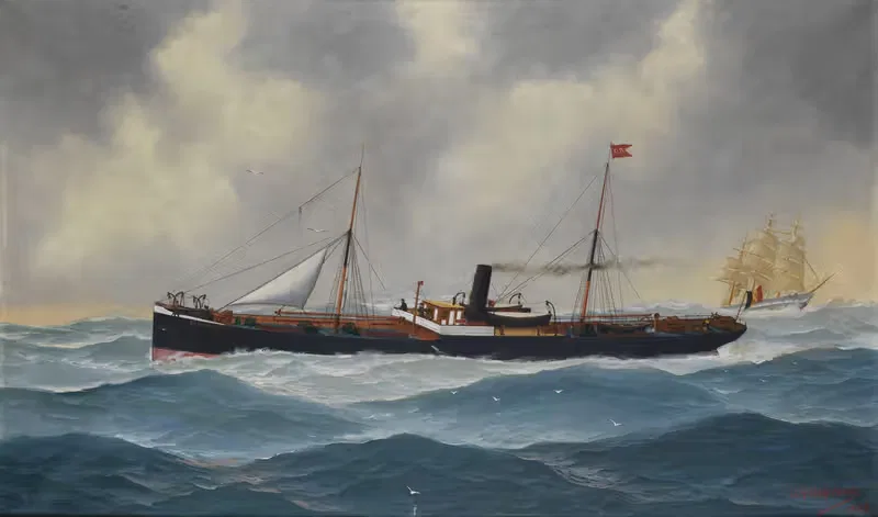 Het stoomschip 'Ben Macdui' op woelige zee — John-Henry Mohrmann