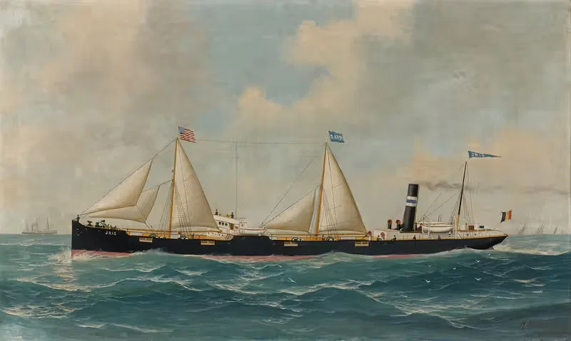 Het stoomschip met hulpzeilvermogen 'Iris' by John-Henry Mohrmann, 1901 — digital art print download