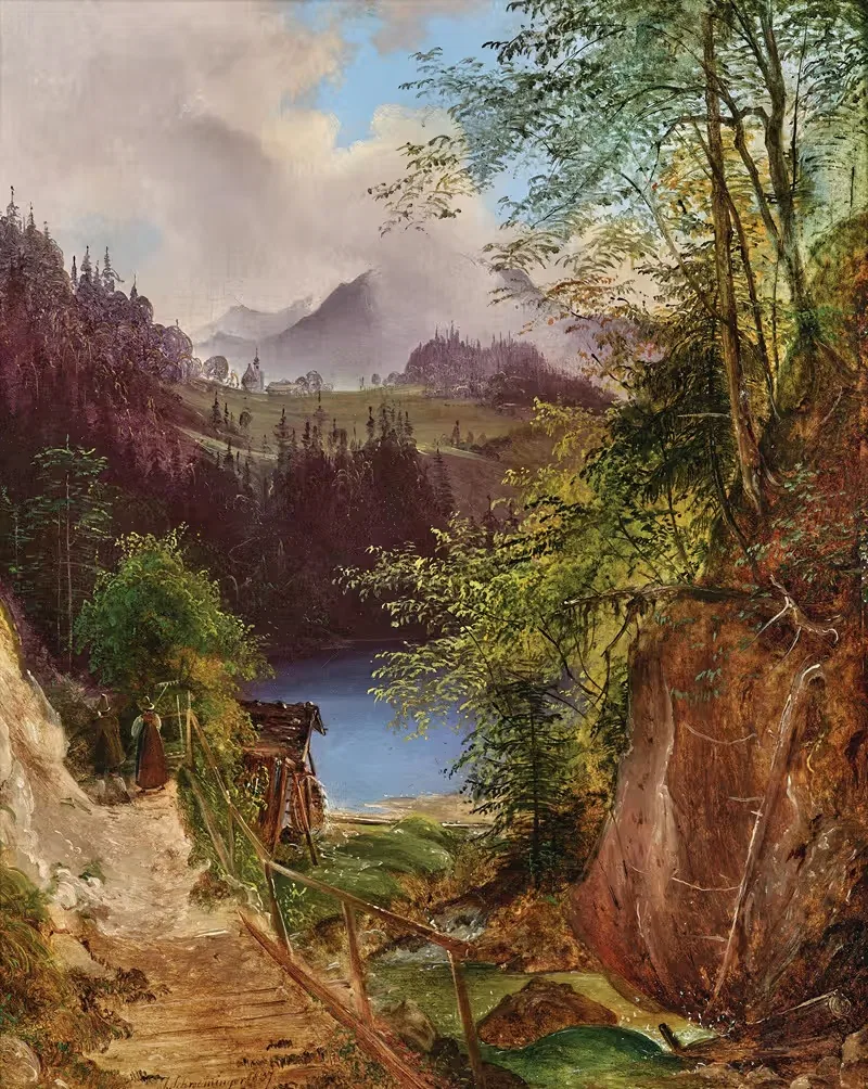 Сцена на альпийском озере by Йозеф Швеммингер, 1837 — digital art print download
