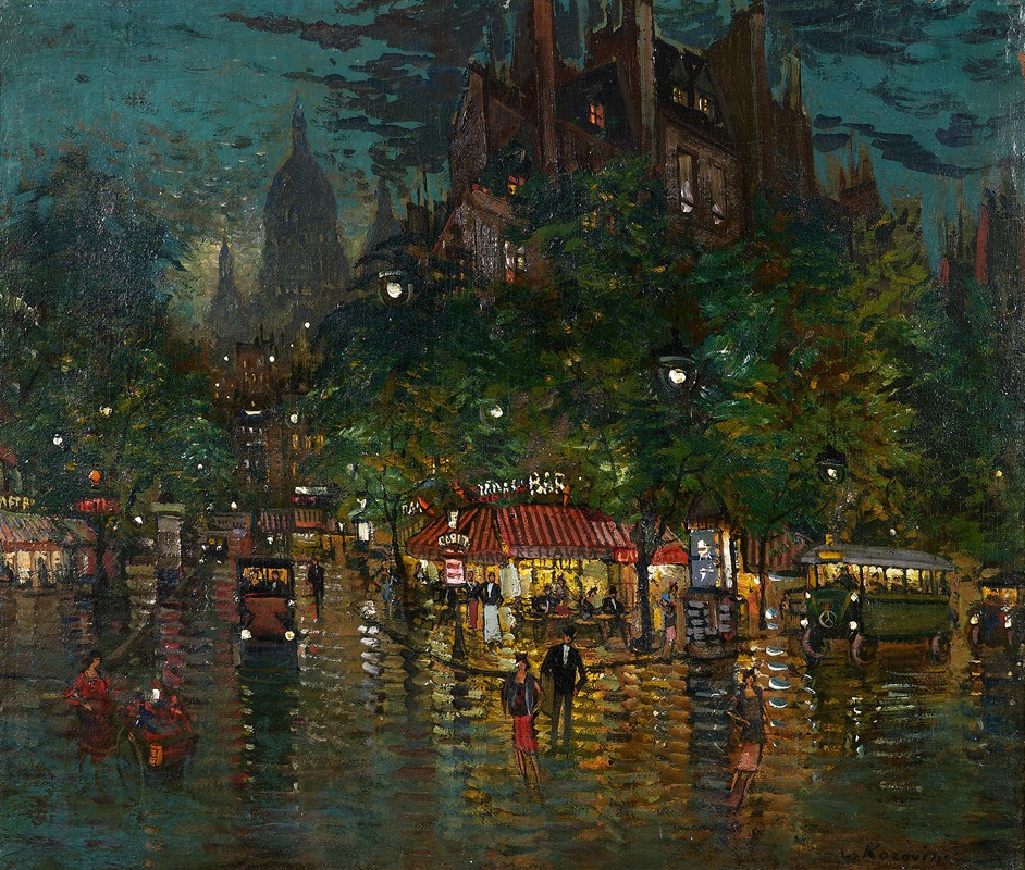 Paris scène nocturne by Konstantin Alexeevich Korovin — digital art print download