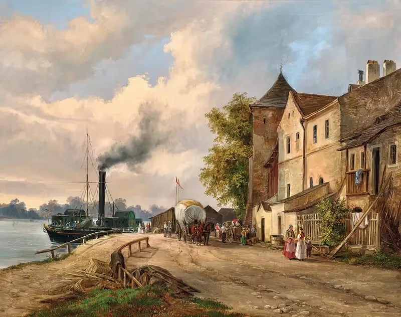 A Paddle Steamer at the Landing Pier — Ludwig Halauska