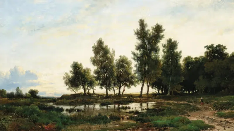 Пейзаж болота с путешественниками by Ремигий Адрианус ван Хаанен, 1871 — digital art print download