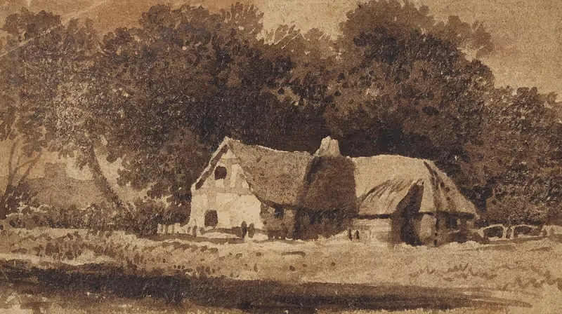 A cottage in a wooded landscape — Samuel Palmer