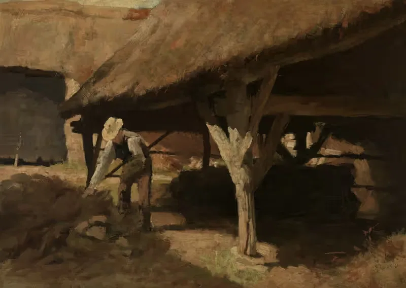 Boerenerf (Boerderij met hooischuur) — Antoon Derkinderen