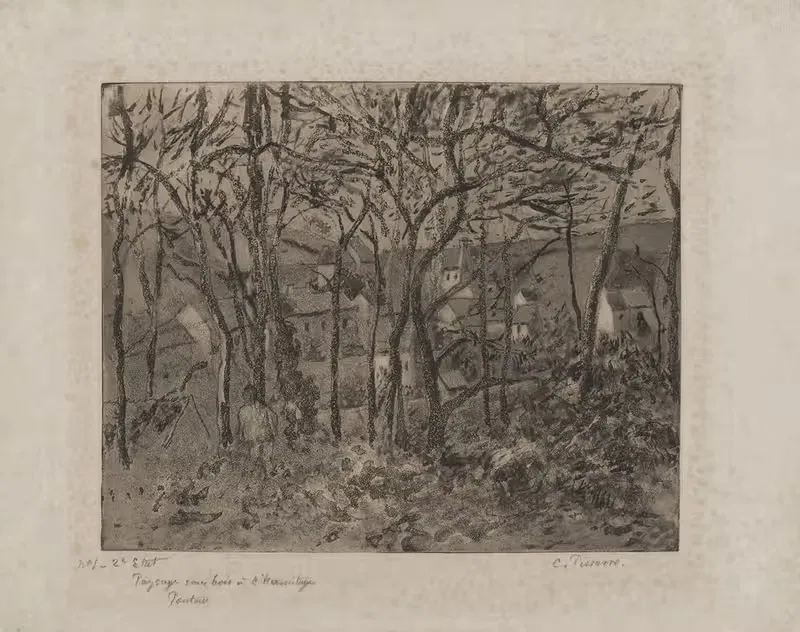 Wooded Landscape at the Hermitage — Camille Pissarro