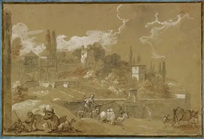 View of Campo Vacino, Rome by Charles Joseph Natoire, 1767 — digital art print download