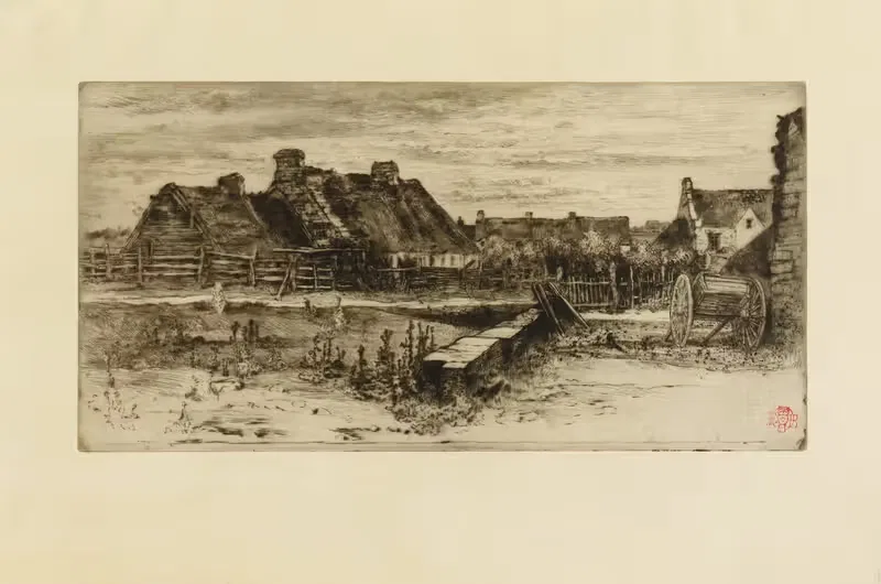 The Large Thatched Cottages by Félix Hilaire Buhot, 1881 — digital art print download