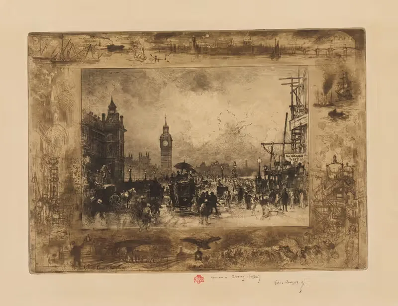 Мост Вестминстер или Часовая башня Вестминстера by Феликс Илер Бюо, 1884 — digital art print download