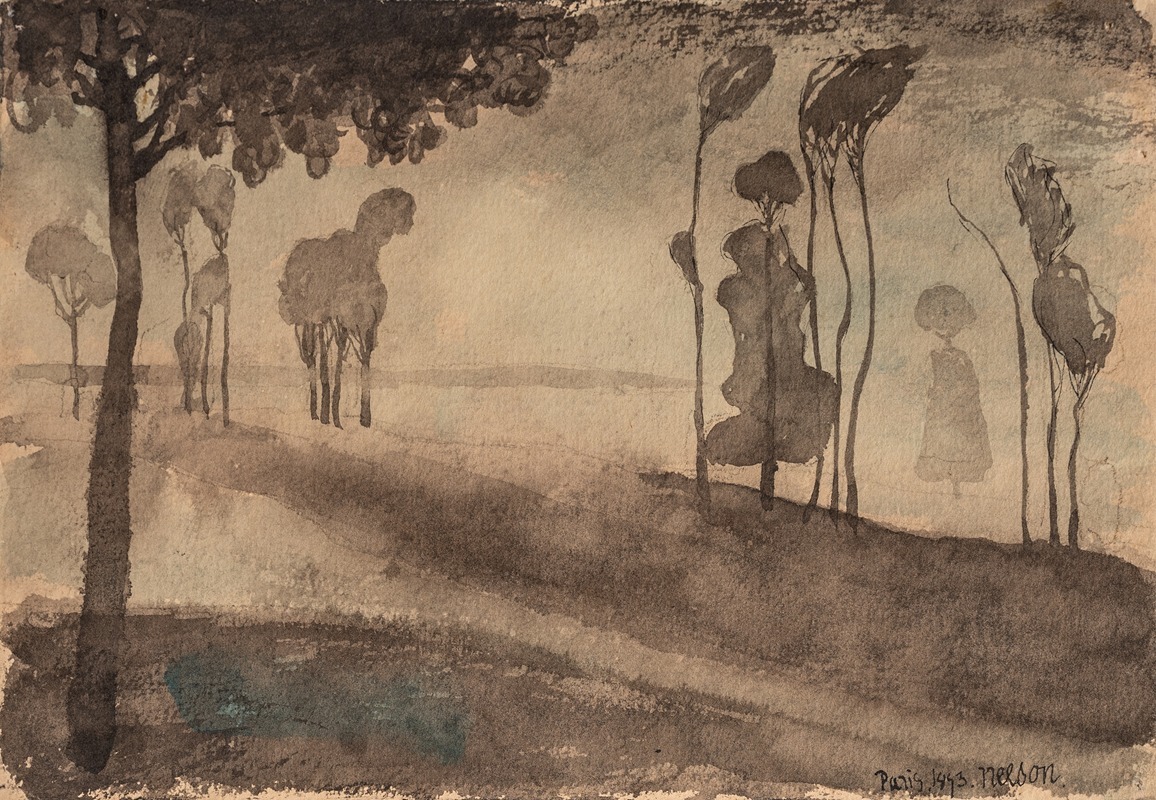 Landscape. Trees in Fog by Олоф Сагер-Нельсон, 1893 — digital art print download